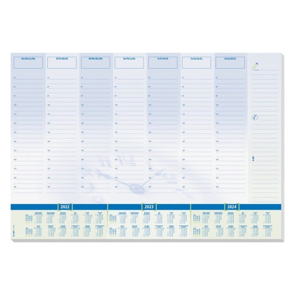 Sigel SI-HO350 Bureauonderlegger Time A2 + Kalender 2023/24/25 30 Vel Blauw