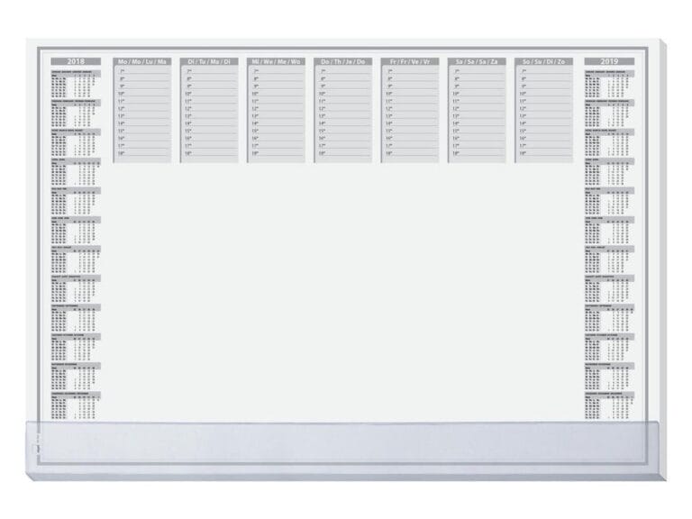 Sigel SI-HO366 Bureauonderlegger Protect A2 40 Vel + Kunststof Beschermrand + Kalender 2024/2025 Wit/Transparant