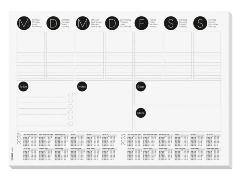 Sigel SI-HO506 Bureauonderlegger Weekly A3 + Kalender 24/25 Wit/Zwart