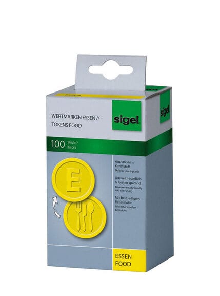 Sigel SI-WM002 Waardemunten Kunststof 100 Stuks 25mm Eten Geel