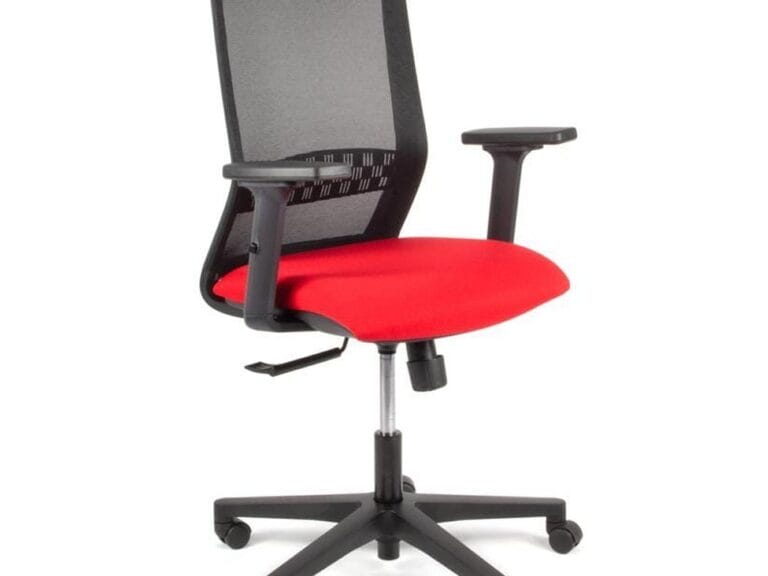 Linea Fabbrica Tekna 01 Zwart/Rood Bureaustoel met 2D Armleuning