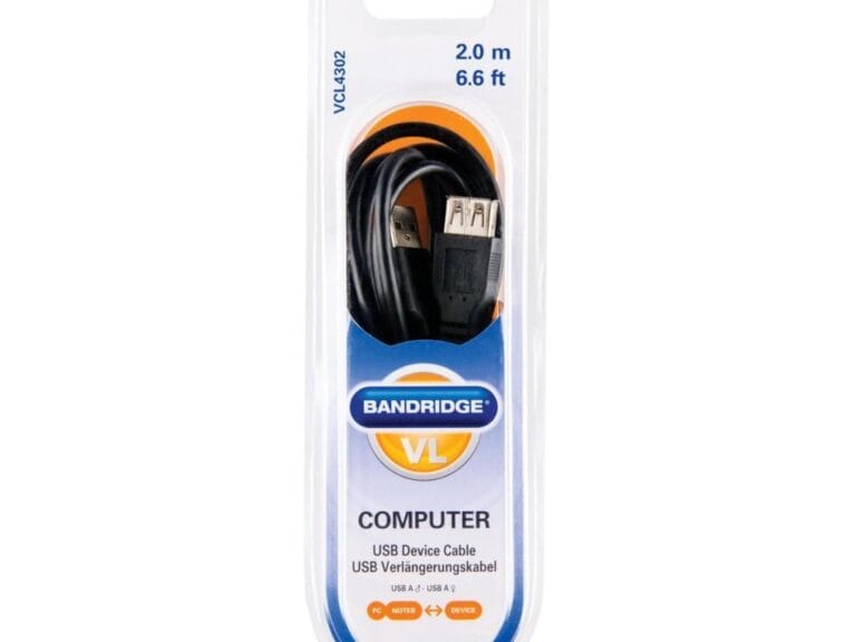 Bandridge USB 2.0 A Male naar USB 2.0 A Female 2 m Zwart