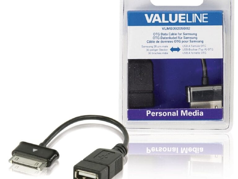 Valueline VLMB39205B02 Otg Data Kabel voor Samsung 30-pins Mannelijk - Usb A Vrouwelijk Zwart 0