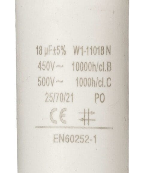 Fixapart W1-11018N Condensator 18.0 uf / 450 V + Aarde