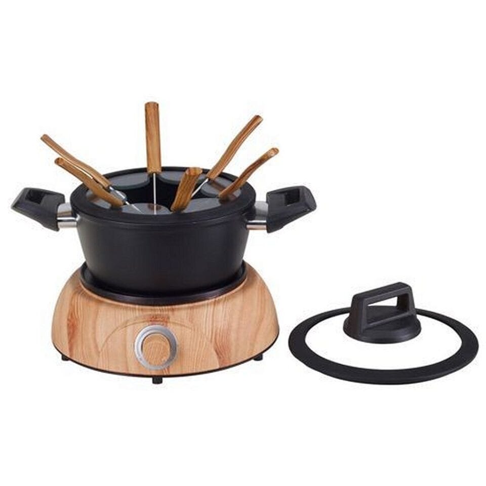 Nouvel WOOD 6-Persoons Fondueset Zwart/Hout